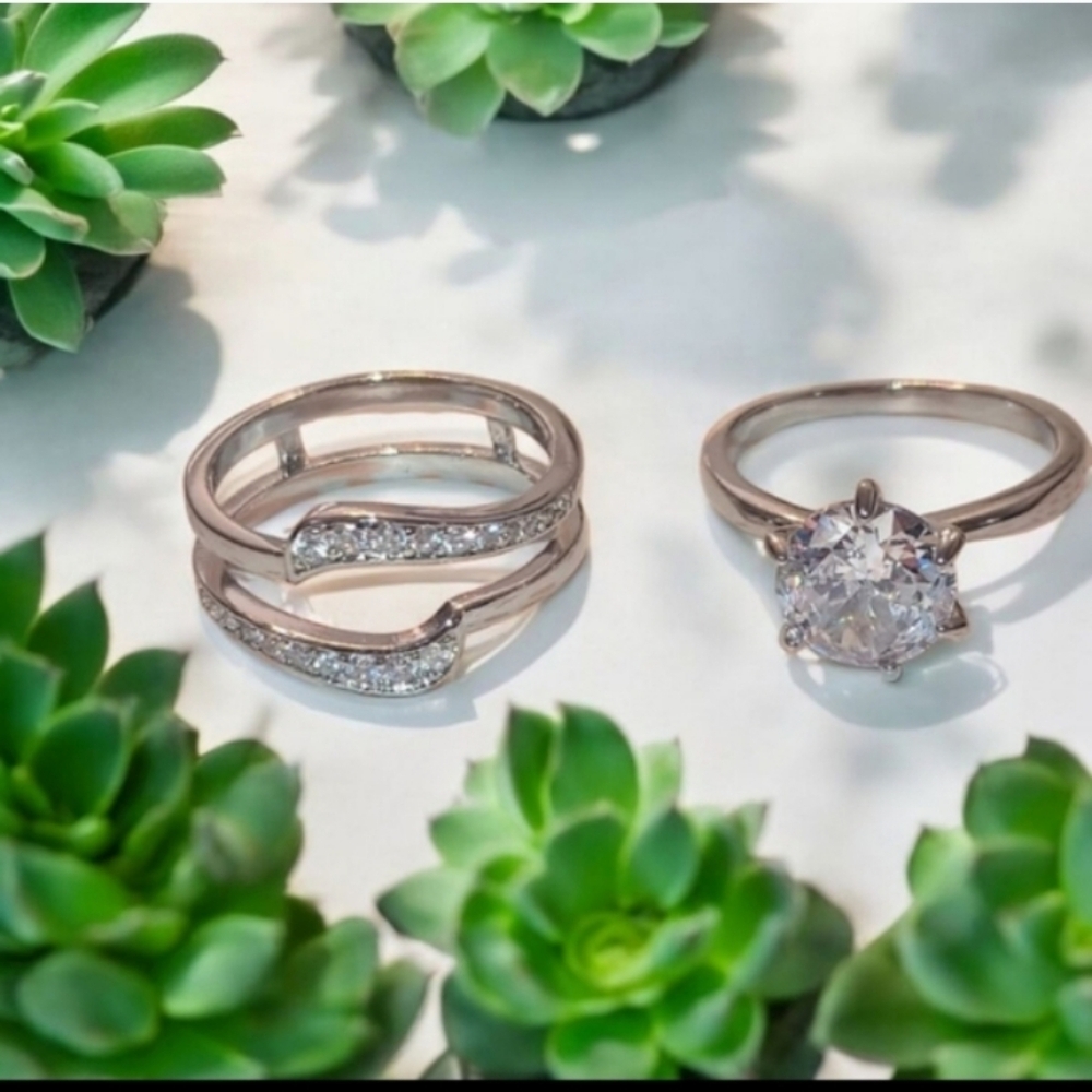 2pc.Set Halo Diamond Ring - Picture 16 of 17